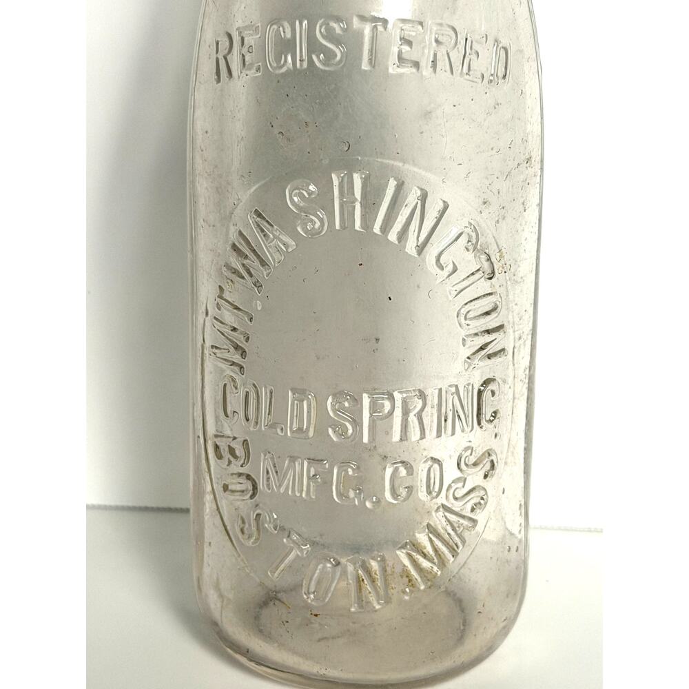 Antique Mt Washington Cold Spring Boston Embossed Glass Soda Bottle